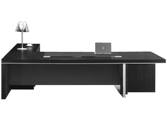 Stunning Large Executive Office Desk In Black Ash Real Wood Veneer - 3000mm / 3200mm / 3400mm / 3600mm / 3800mm - L3F381